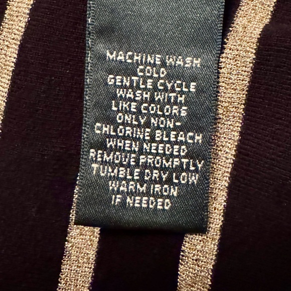 Lauren Ralph Lauren Petite Black Gold Metallic Stripes Short Sleeves Size PS - Picture 4 of 10